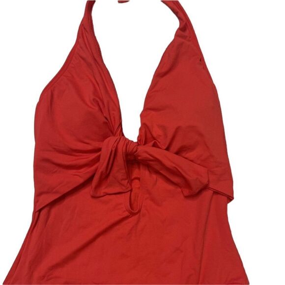NEW - VINCE CAMUTO Women's Poppy Red Knot-Front Tie Halter One Piece Swimsuit 4 - Picture 6 of 8